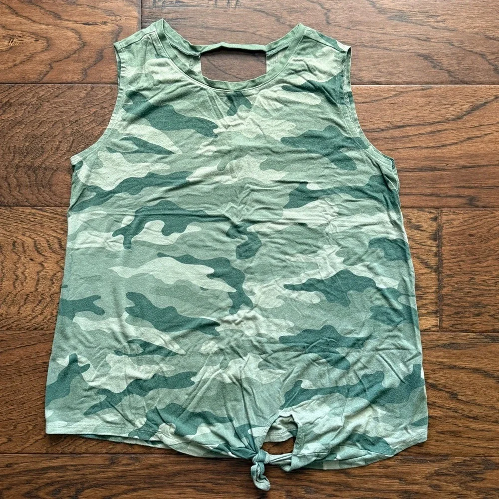 Old Navy Luxe Tie-Front Tank Camouflage Utility Military XL 14
